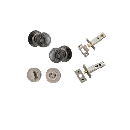 Iver Guildford Door Knob Rose Round Concealed Fix Pair, Passage Kit, Privacy Kit , Entrance Kit with High Security Lock - Distressed Nickel