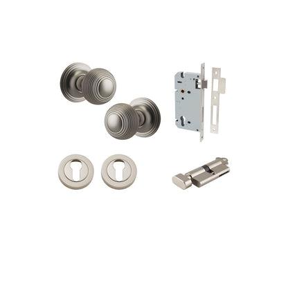 Iver Guildford Door Knob Rose Round Concealed Fix Pair, Passage Kit, Privacy Kit , Entrance Kit with High Security Lock - Satin Nickel