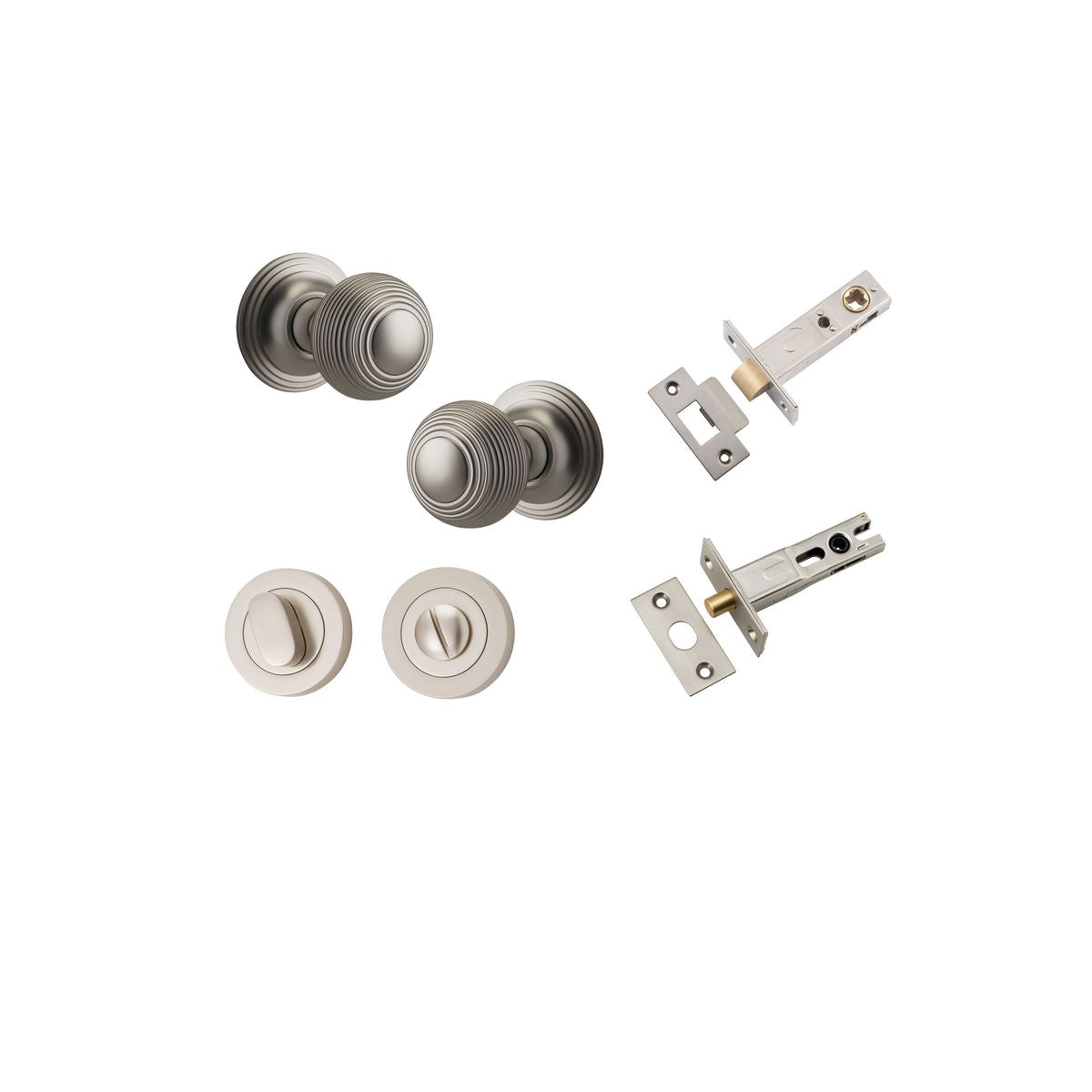 Iver Guildford Door Knob Rose Round Concealed Fix Pair, Passage Kit, Privacy Kit , Entrance Kit with High Security Lock - Satin Nickel