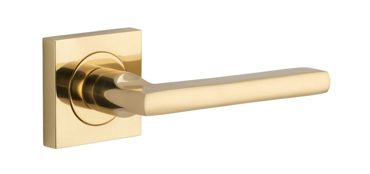 Iver Baltimore Door Knob Rose Square Concealed Fix Pair, Passage Kit, Privacy Kit , Entrance Kit with High Security Lock - Polished Brass