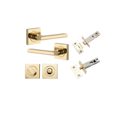 Iver Baltimore Door Knob Rose Square Concealed Fix Pair, Passage Kit, Privacy Kit , Entrance Kit with High Security Lock - Polished Brass