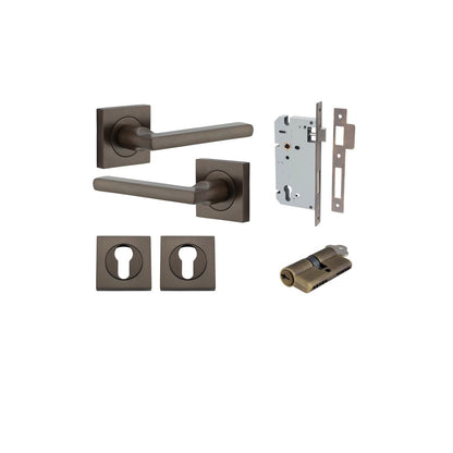 Iver Baltimore Door Knob Rose Square Concealed Fix Pair, Passage Kit, Privacy Kit , Entrance Kit with High Security Lock - Signature Brass