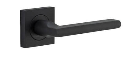 Iver Baltimore Door Lever Rose Square Concealed Fix Pair, Passage Kit, Privacy Kit , Entrance Kit with High Security Lock - Matt Black