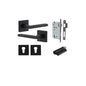 Iver Baltimore Door Lever Rose Square Concealed Fix Pair, Passage Kit, Privacy Kit , Entrance Kit with High Security Lock - Matt Black