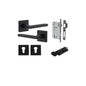 Iver Baltimore Door Lever Rose Square Concealed Fix Pair, Passage Kit, Privacy Kit , Entrance Kit with High Security Lock - Matt Black