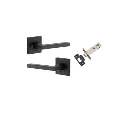 Iver Baltimore Door Lever Rose Square Concealed Fix Pair, Passage Kit, Privacy Kit , Entrance Kit with High Security Lock - Matt Black