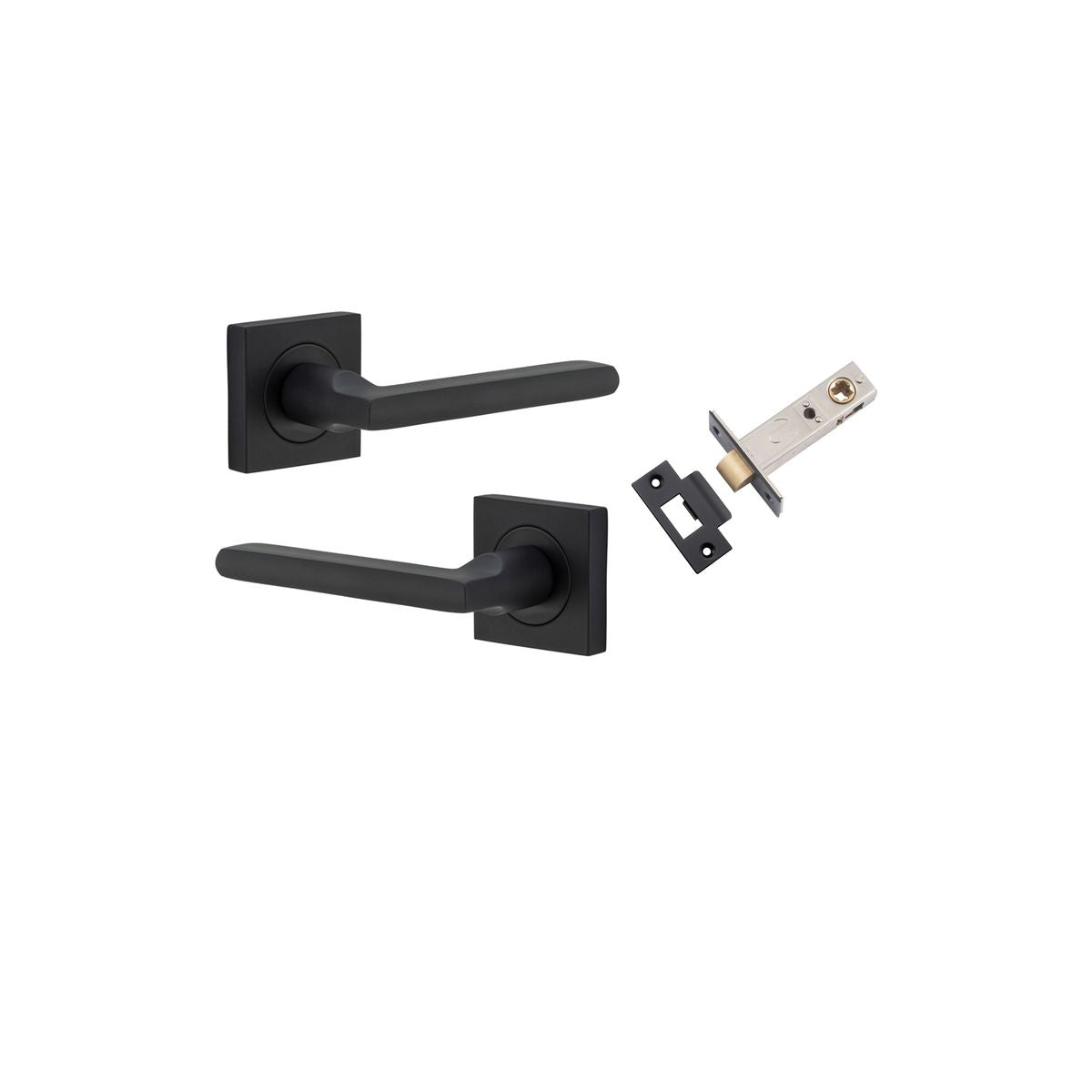 Iver Baltimore Door Lever Rose Square Concealed Fix Pair, Passage Kit, Privacy Kit , Entrance Kit with High Security Lock - Matt Black