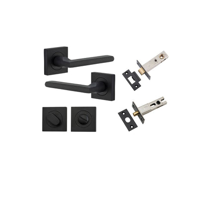 Iver Baltimore Door Lever Rose Square Concealed Fix Pair, Passage Kit, Privacy Kit , Entrance Kit with High Security Lock - Matt Black