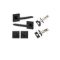 Iver Baltimore Door Lever Rose Square Concealed Fix Pair, Passage Kit, Privacy Kit , Entrance Kit with High Security Lock - Matt Black