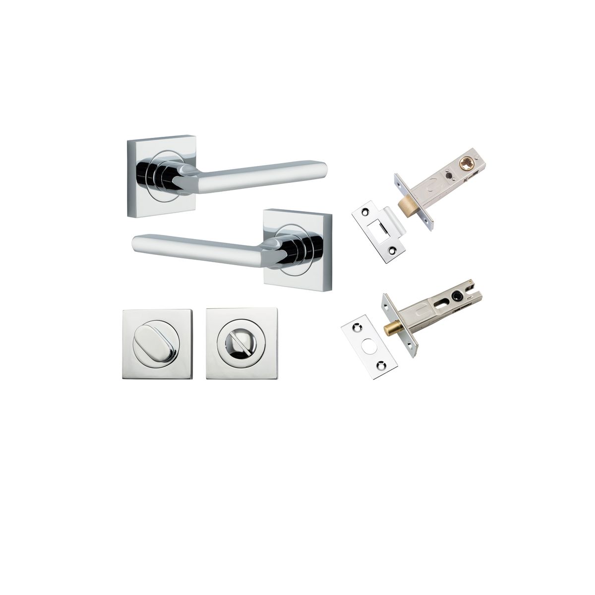 Iver Baltimore Door Knob Rose Square Concealed Fix Pair, Passage Kit, Privacy Kit , Entrance Kit with High Security Lock - Polished Chrome