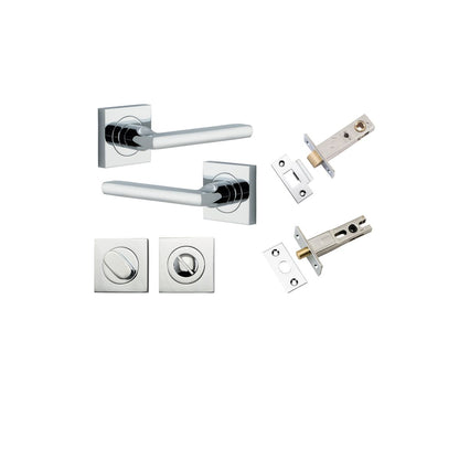 Iver Baltimore Door Knob Rose Square Concealed Fix Pair, Passage Kit, Privacy Kit , Entrance Kit with High Security Lock - Polished Chrome