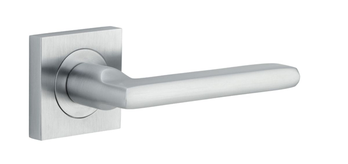 Iver Baltimore Door Lever Rose Square Concealed Fix Pair, Passage Kit, Privacy Kit , Entrance Kit with High Security Lock - Brushed Chrome