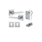 Iver Baltimore Door Lever Rose Square Concealed Fix Pair, Passage Kit, Privacy Kit , Entrance Kit with High Security Lock - Brushed Chrome