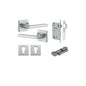 Iver Baltimore Door Lever Rose Square Concealed Fix Pair, Passage Kit, Privacy Kit , Entrance Kit with High Security Lock - Brushed Chrome