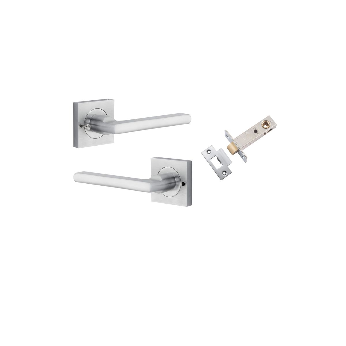 Iver Baltimore Door Lever Rose Square Concealed Fix Pair, Passage Kit, Privacy Kit , Entrance Kit with High Security Lock - Brushed Chrome
