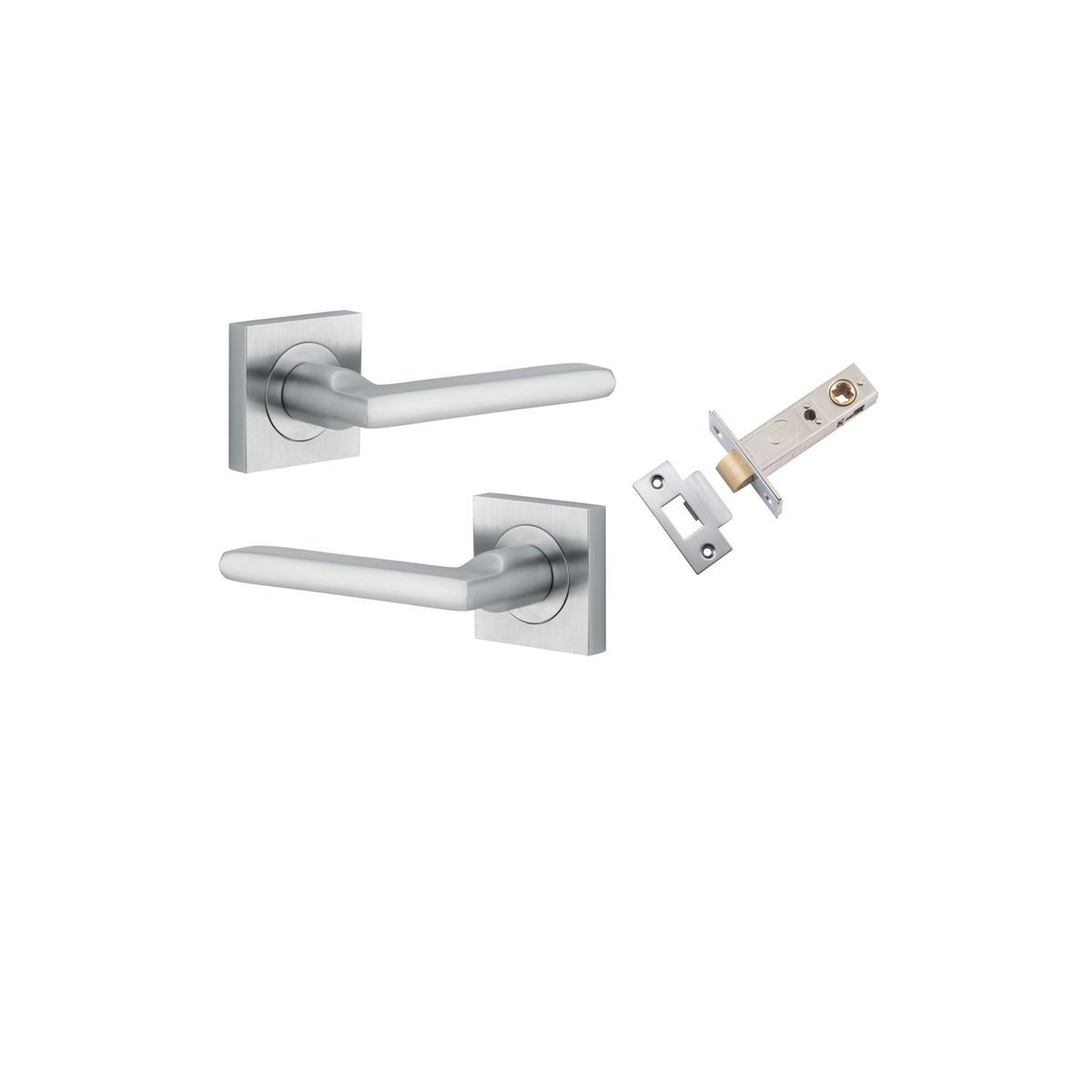 Iver Baltimore Door Lever Rose Square Concealed Fix Pair, Passage Kit, Privacy Kit , Entrance Kit with High Security Lock - Brushed Chrome