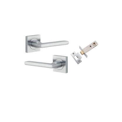Iver Baltimore Door Lever Rose Square Concealed Fix Pair, Passage Kit, Privacy Kit , Entrance Kit with High Security Lock - Brushed Chrome