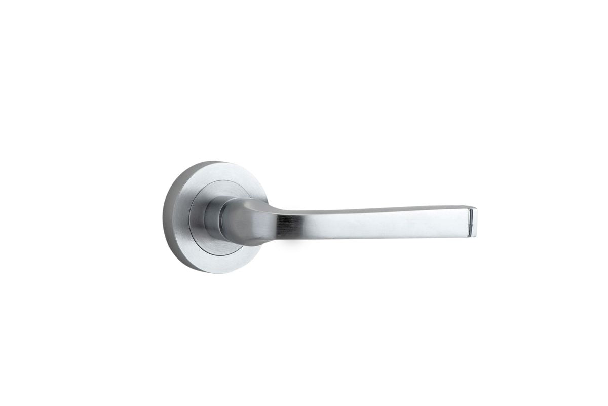 Iver Annecy Door Lever Rose Round Concealed Fix Pair, Passage Kit, Privacy Kit , Entrance Kit with High Security Lock - Brushed Chrome