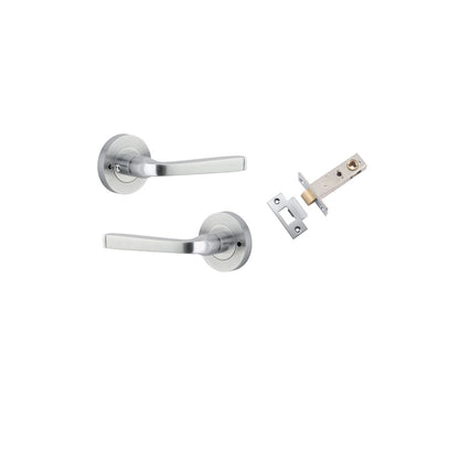 Iver Annecy Door Lever Rose Round Concealed Fix Pair, Passage Kit, Privacy Kit , Entrance Kit with High Security Lock - Brushed Chrome
