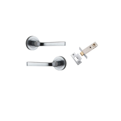 Iver Annecy Door Lever Rose Round Concealed Fix Pair, Passage Kit, Privacy Kit , Entrance Kit with High Security Lock - Brushed Chrome
