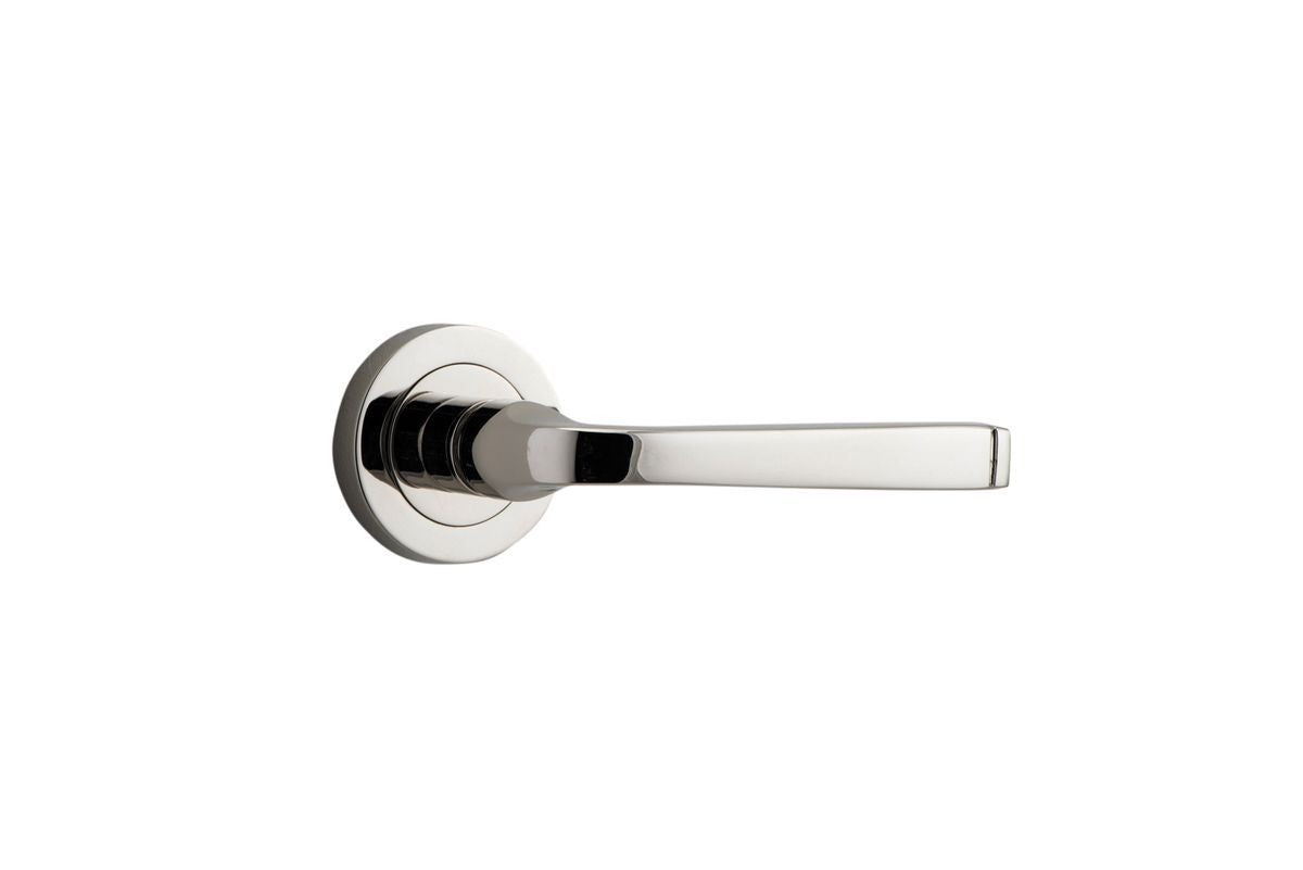 Iver Annecy Door Lever Rose Round Concealed Fix Pair, Passage Kit, Privacy Kit , Entrance Kit with High Security Lock -Polished Nickel