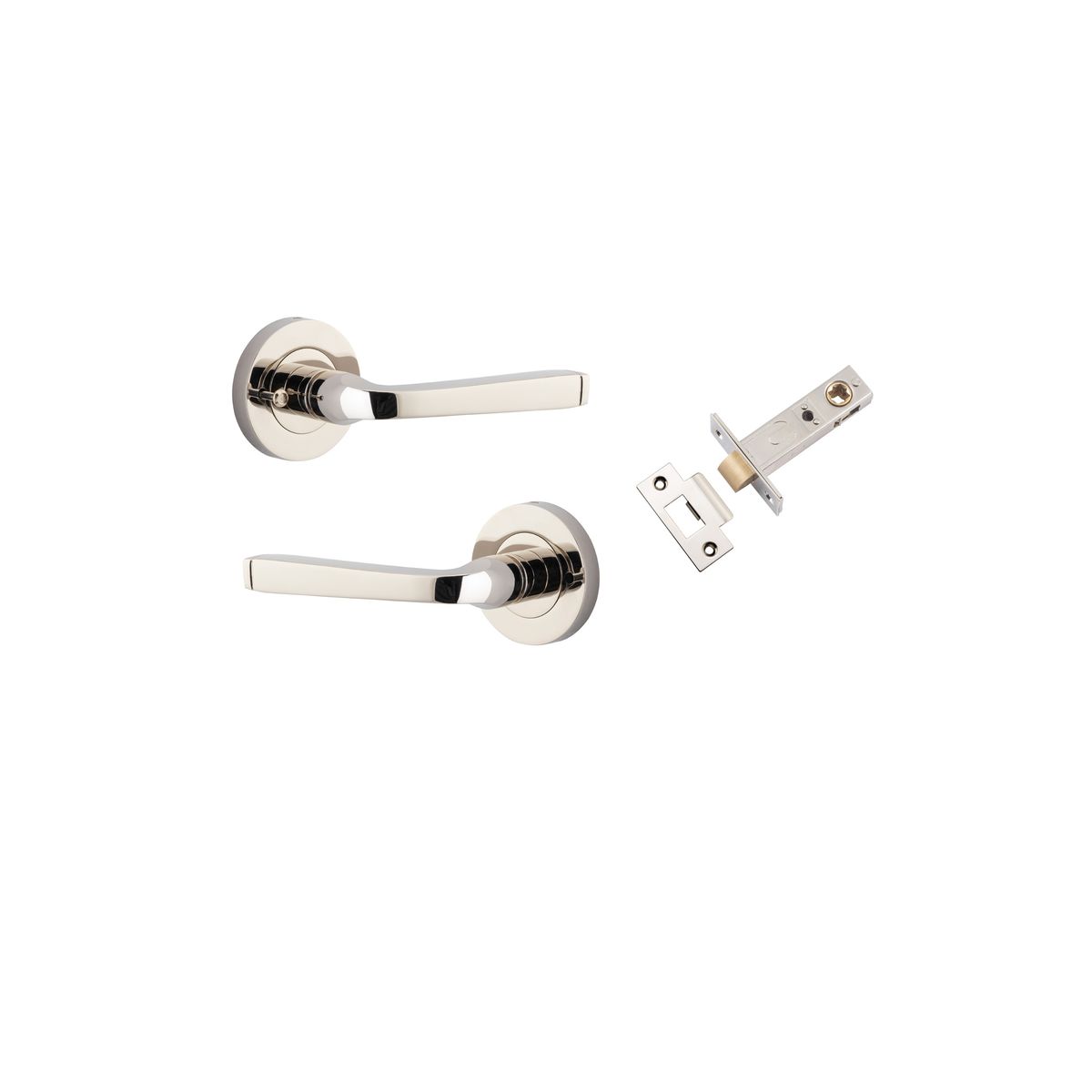 Iver Annecy Door Lever Rose Round Concealed Fix Pair, Passage Kit, Privacy Kit , Entrance Kit with High Security Lock -Polished Nickel