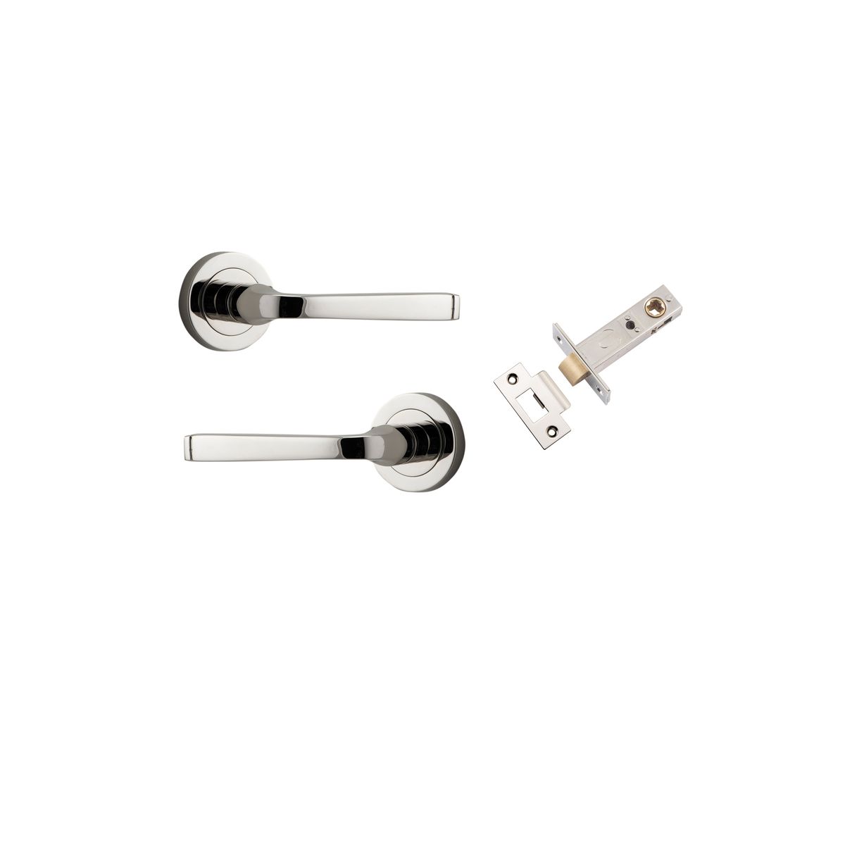Iver Annecy Door Lever Rose Round Concealed Fix Pair, Passage Kit, Privacy Kit , Entrance Kit with High Security Lock -Polished Nickel