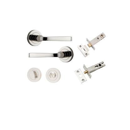 Iver Annecy Door Lever Rose Round Concealed Fix Pair, Passage Kit, Privacy Kit , Entrance Kit with High Security Lock -Polished Nickel