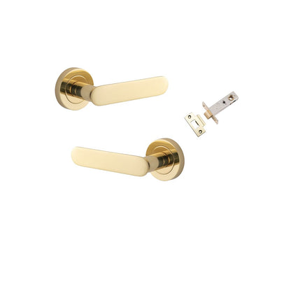Iver Bronte Door Lever Rose Round Concealed Fix Pair, Passage Kit, Privacy Kit , Entrance Kit with High Security Lock -Polished Brass