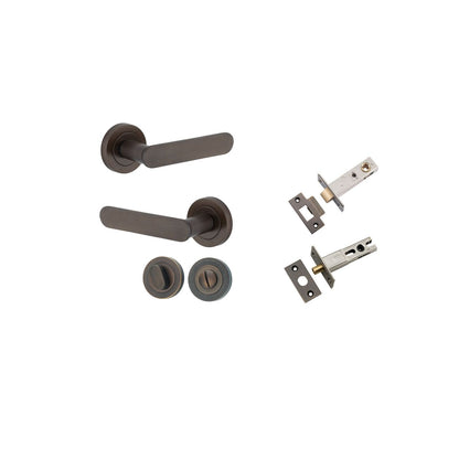 Iver Bronte Door Lever Rose Round Concealed Fix Pair, Passage Kit, Privacy Kit , Entrance Kit with High Security Lock - Signature Brass