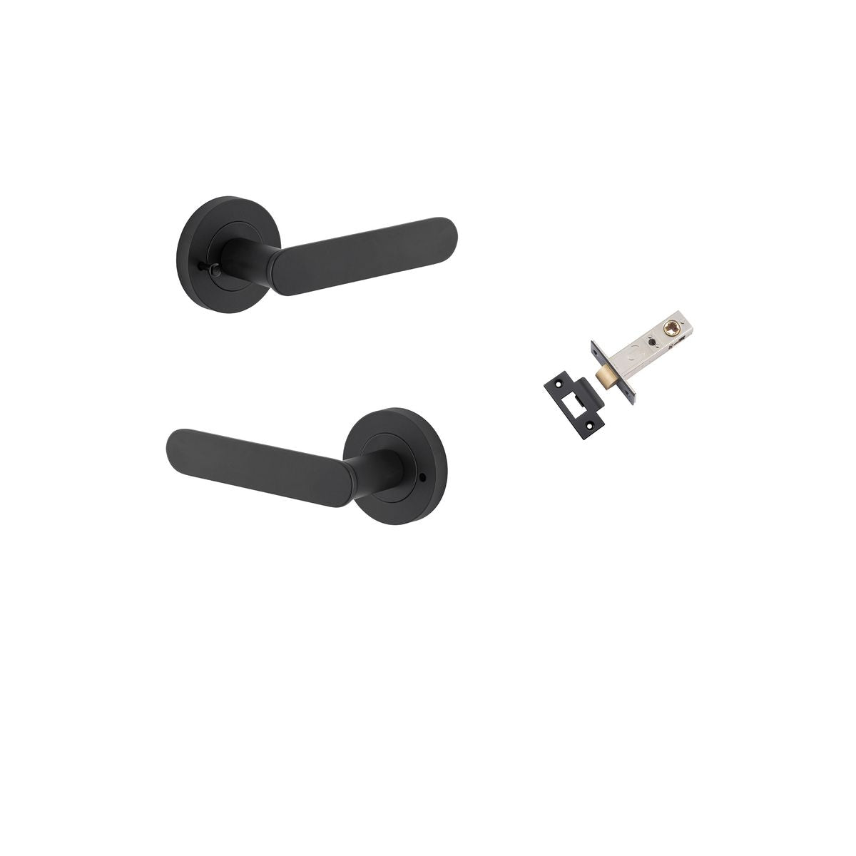 Iver Bronte Door Lever Rose Round Concealed Fix Pair, Passage Kit, Privacy Kit , Entrance Kit with High Security Lock -Matt Black