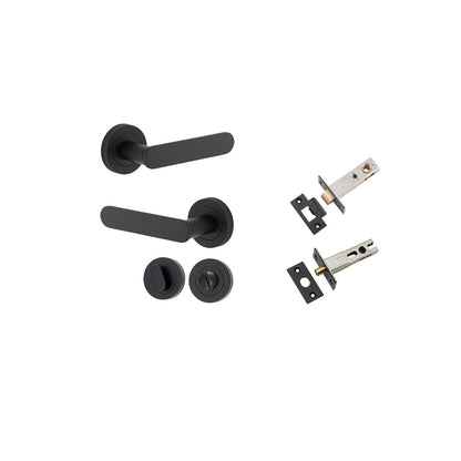 Iver Bronte Door Lever Rose Round Concealed Fix Pair, Passage Kit, Privacy Kit , Entrance Kit with High Security Lock -Matt Black
