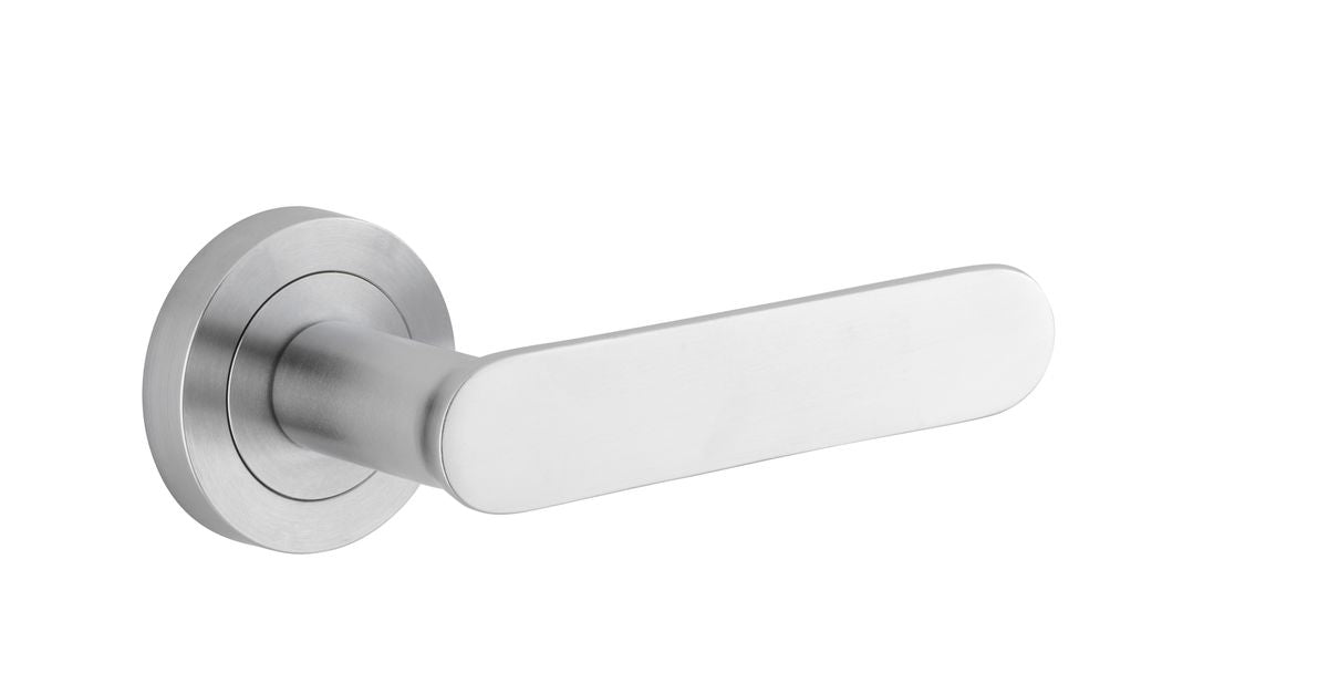Iver Bronte Door Lever Rose Round Concealed Fix Pair, Passage Kit, Privacy Kit , Entrance Kit with High Security Lock - Brushed Chrome