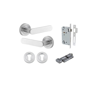 Iver Bronte Door Lever Rose Round Concealed Fix Pair, Passage Kit, Privacy Kit , Entrance Kit with High Security Lock - Brushed Chrome