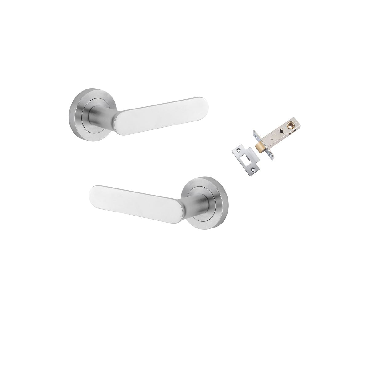 Iver Bronte Door Lever Rose Round Concealed Fix Pair, Passage Kit, Privacy Kit , Entrance Kit with High Security Lock - Brushed Chrome