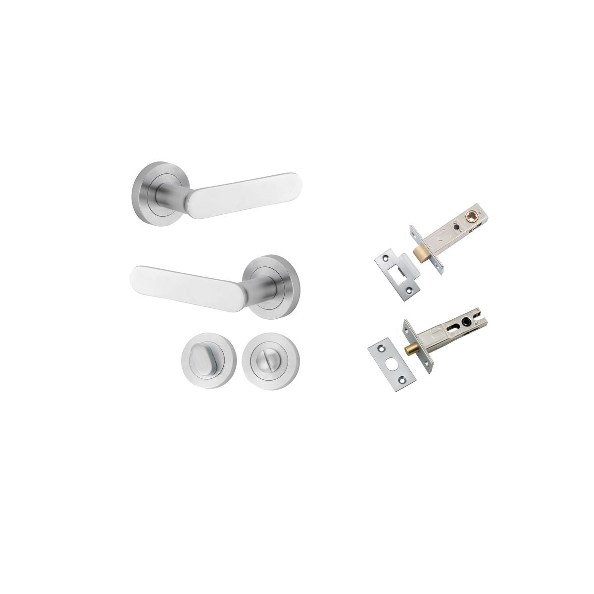 Iver Bronte Door Lever Rose Round Concealed Fix Pair, Passage Kit, Privacy Kit , Entrance Kit with High Security Lock - Brushed Chrome