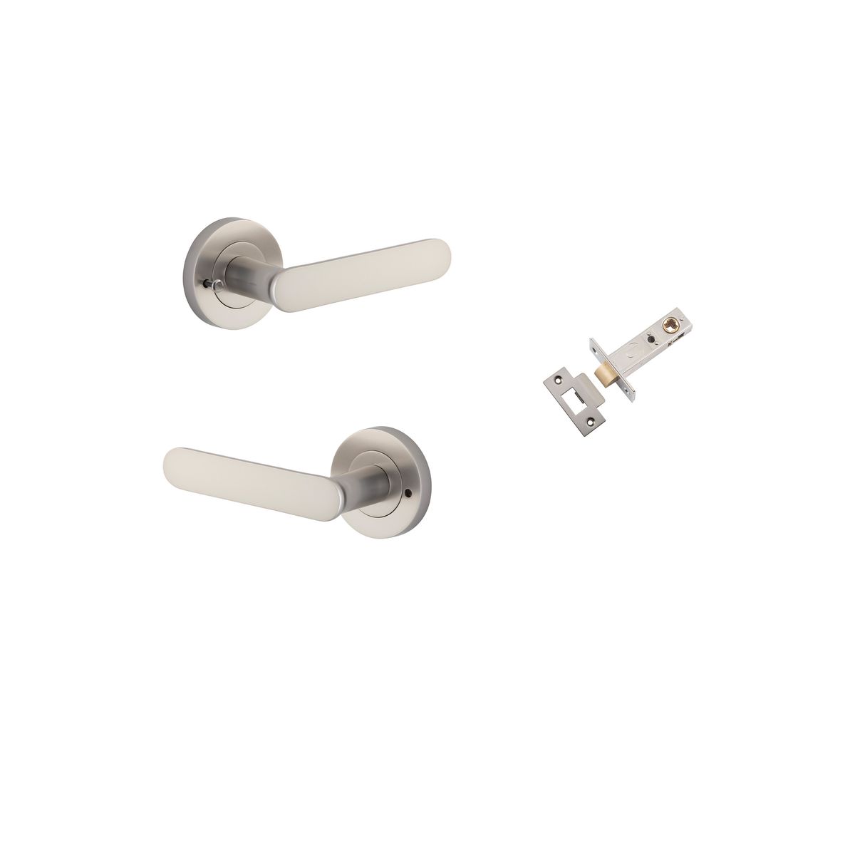 Iver Bronte Door Lever Rose Round Concealed Fix Pair, Passage Kit, Privacy Kit , Entrance Kit with High Security Lock - Satin Nickel