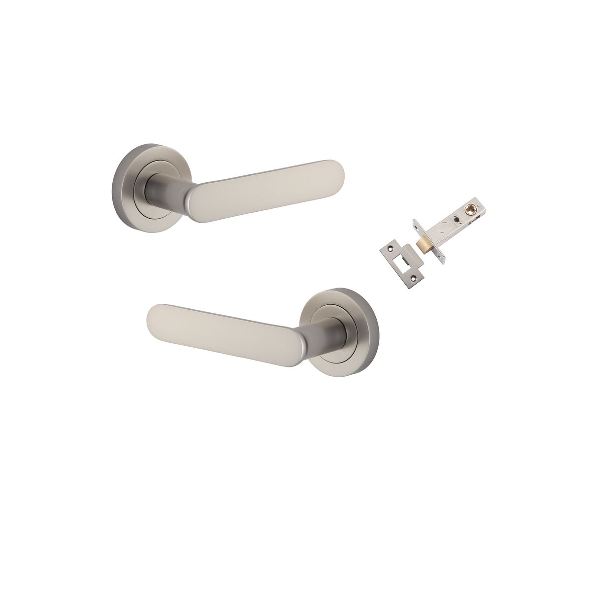 Iver Bronte Door Lever Rose Round Concealed Fix Pair, Passage Kit, Privacy Kit , Entrance Kit with High Security Lock - Satin Nickel