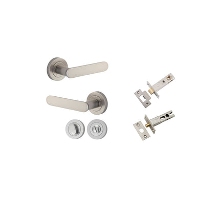 Iver Bronte Door Lever Rose Round Concealed Fix Pair, Passage Kit, Privacy Kit , Entrance Kit with High Security Lock - Satin Nickel