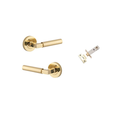 Iver Berlin Door Lever Rose Round Concealed Fix Pair, Passage Kit, Privacy Kit , Entrance Kit with High Security Lock -Polished Brass