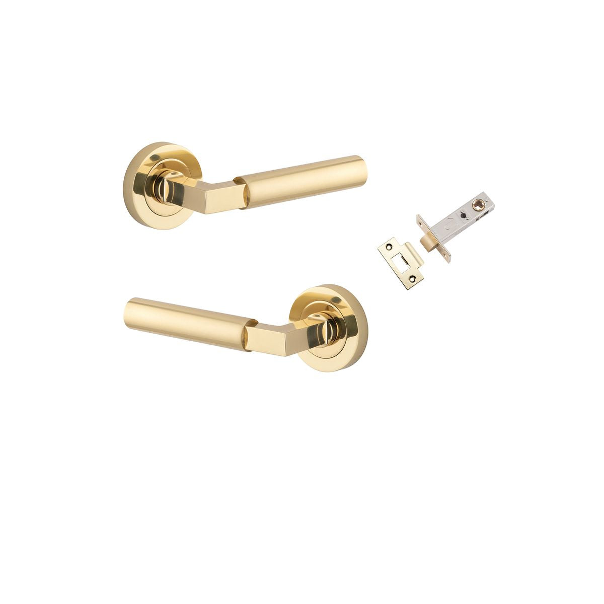 Iver Berlin Door Lever Rose Round Concealed Fix Pair, Passage Kit, Privacy Kit , Entrance Kit with High Security Lock -Polished Brass