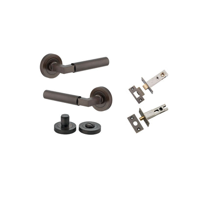 Iver Berlin Door Lever Rose Round Concealed Fix Pair, Passage Kit, Privacy Kit , Entrance Kit with High Security Lock - Signature Brass