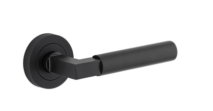 Iver Berlin Door Lever Rose Round Concealed Fix Pair, Passage Kit, Privacy Kit , Entrance Kit with High Security Lock - Matt Black