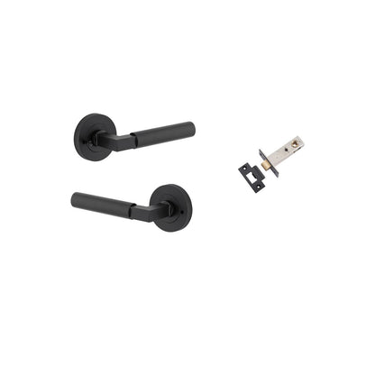 Iver Berlin Door Lever Rose Round Concealed Fix Pair, Passage Kit, Privacy Kit , Entrance Kit with High Security Lock - Matt Black