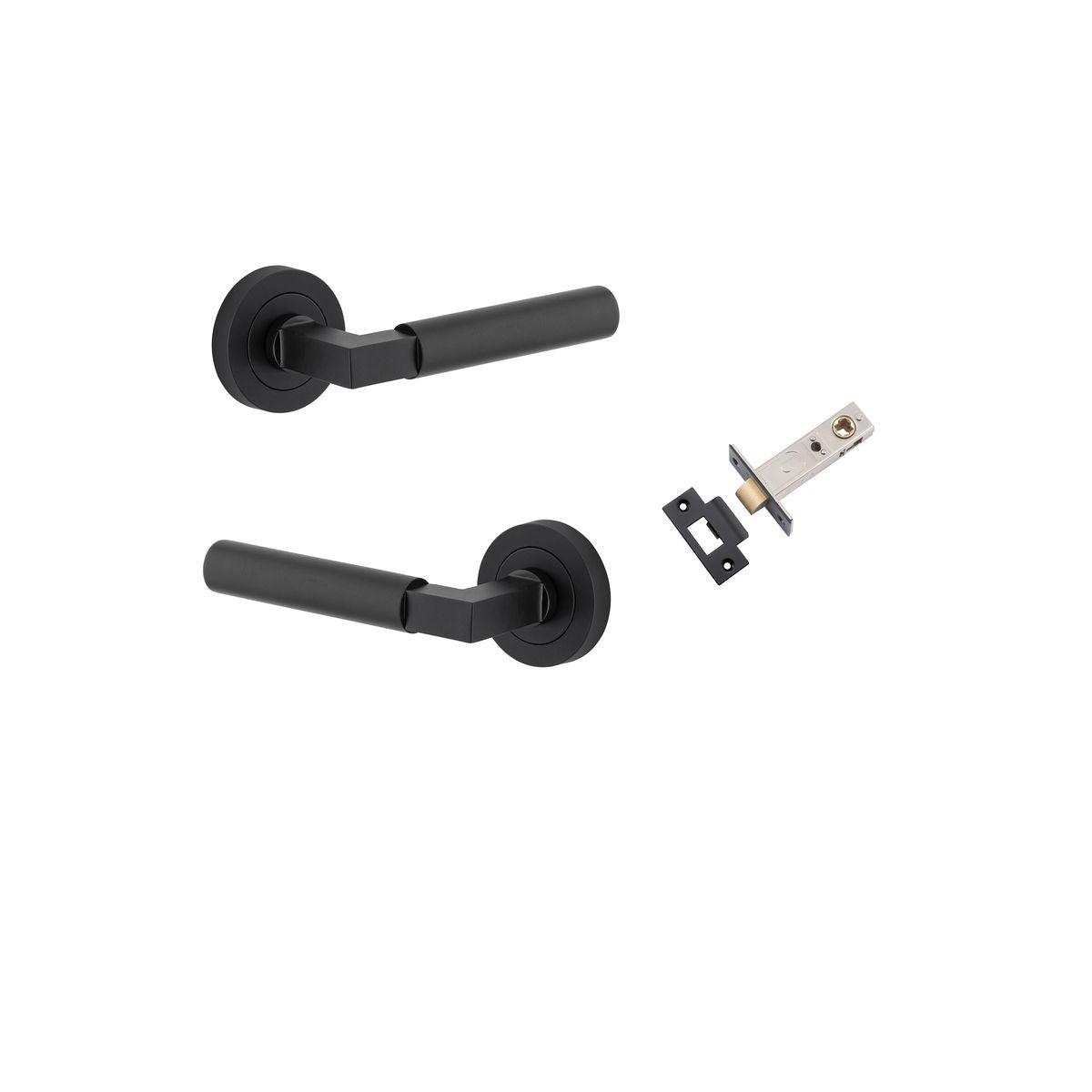 Iver Berlin Door Lever Rose Round Concealed Fix Pair, Passage Kit, Privacy Kit , Entrance Kit with High Security Lock - Matt Black