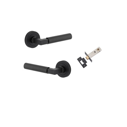 Iver Berlin Door Lever Rose Round Concealed Fix Pair, Passage Kit, Privacy Kit , Entrance Kit with High Security Lock - Matt Black