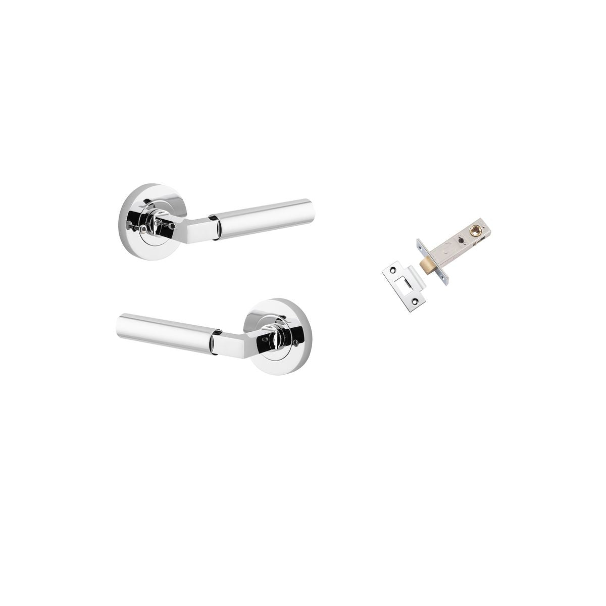 Iver Berlin Door Lever Rose Round Concealed Fix Pair, Passage Kit, Privacy Kit , Entrance Kit with High Security Lock - Polished Chrome
