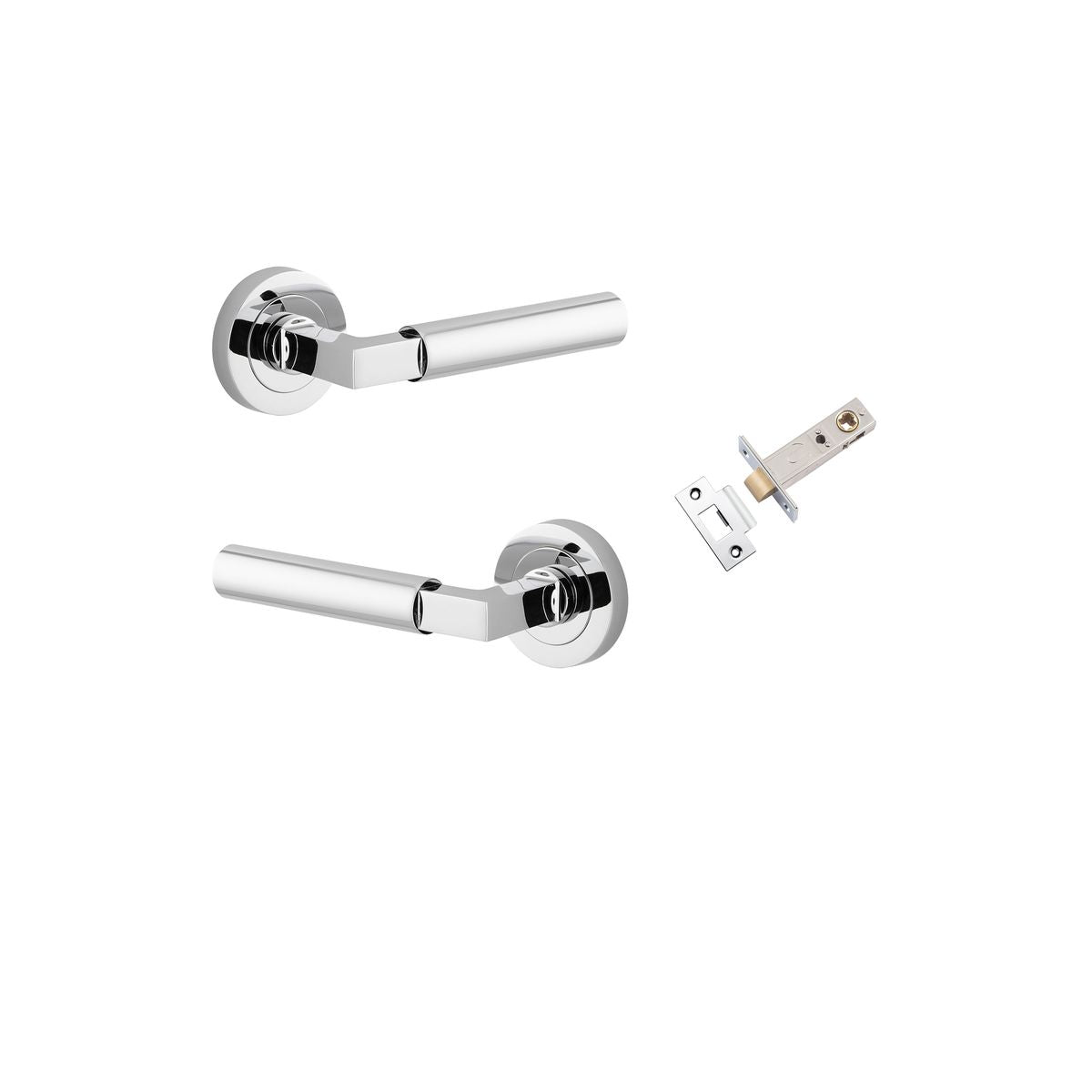 Iver Berlin Door Lever Rose Round Concealed Fix Pair, Passage Kit, Privacy Kit , Entrance Kit with High Security Lock - Polished Chrome