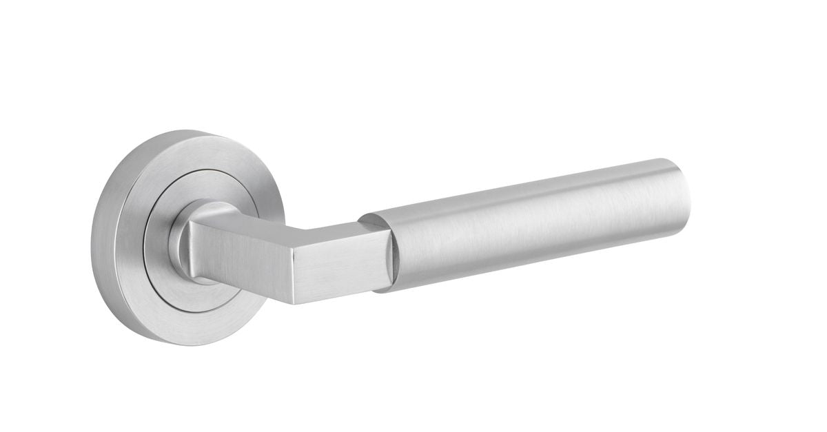 Iver Berlin Door Lever Rose Round Concealed Fix Pair, Passage Kit, Privacy Kit , Entrance Kit with High Security Lock - Brushed Chrome