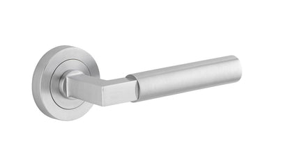 Iver Berlin Door Lever Rose Round Concealed Fix Pair, Passage Kit, Privacy Kit , Entrance Kit with High Security Lock - Brushed Chrome